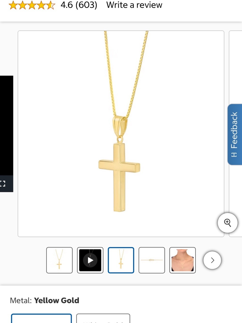 BNWT 14kt Gold High Polish Cross Pendant - Picture 6 of 9